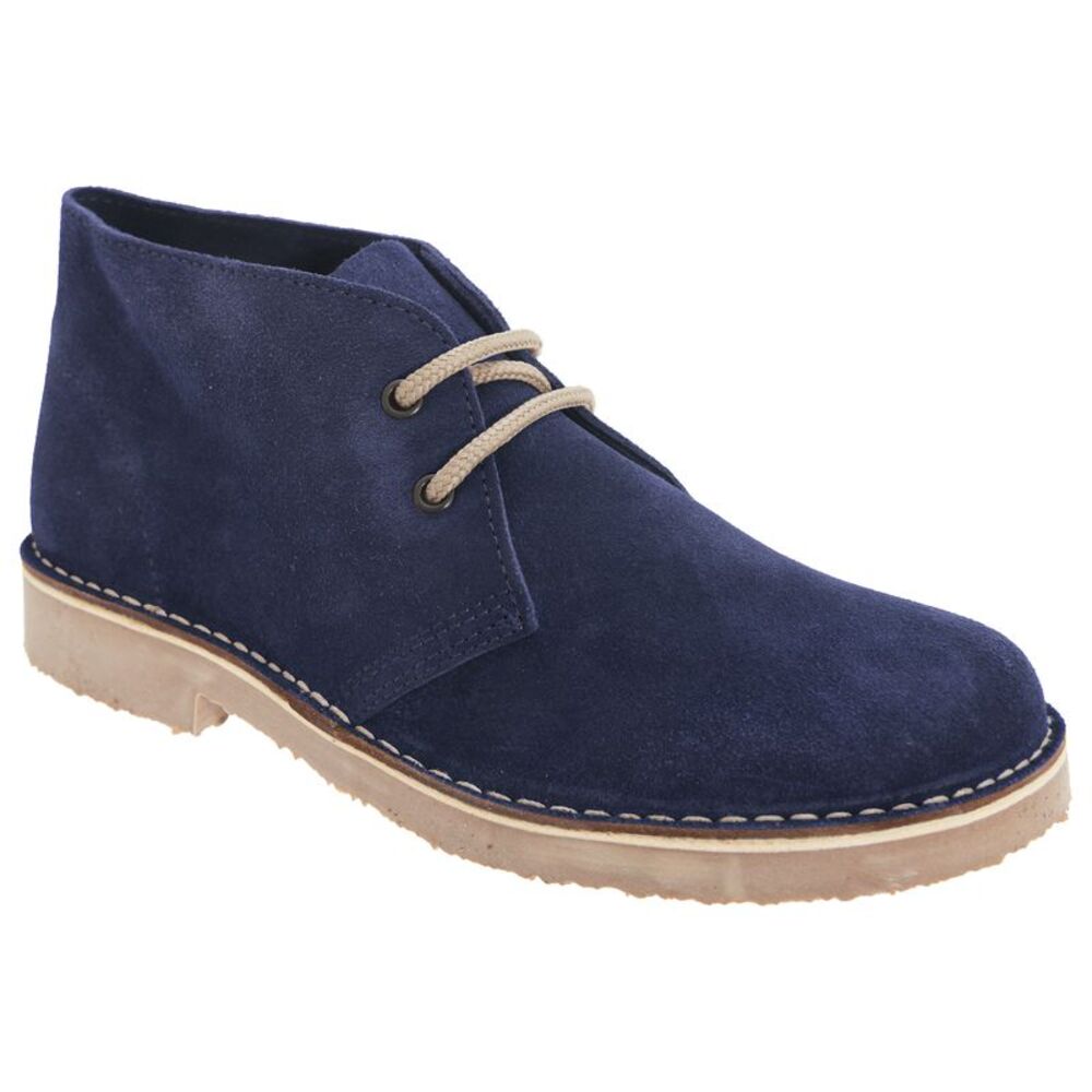 Roamers Womens/Ladies Real Suede Round Toe Unlined Desert Boots / Navy
